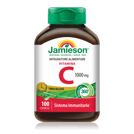 Indicazioni fisiologiche (claims): La vitamina C contribuisce alla normale funzione del sistema immunitario, alla riduzione della stanchezza e dell'affaticamento e alla protezione delle cellule dalo stress ossidativo.  Modo d’uso: Assumere 1 compressa al giorno con un bicchiere d'acqua  Ingredient: Vitamina C ( acido L-ascorbico); agente di carica: cellulosa microcristallina; agenti antiagglomeranti: acido stearico vegetale, magnesio stearato vegetale, biossido di silicio. Rivestimento compressa: idrossi-propil-cellulosa, idrossi-propil-metilcellulosa, cera di carnauba. SENZA GLUTINE Per dose giornaliera ( 1 cpr ): 1000 mg (corrispondenti a 1250 %VNR*) *Valori Nutritivi di Riferimento giornalieri ( adulti )  Avvertenze: Non superare la dose giornaliera raccomandata. Gli integratori alimentari non vanno intesi come sostituti di una dieta variata, equilibrata e di uno stile di vita sano. Tenere fuori dalla portata dei bambini al di sotto dei 3 anni di età. Conservare in un luogo fresco e asciutto lontano da fonti di calore e/o luce.