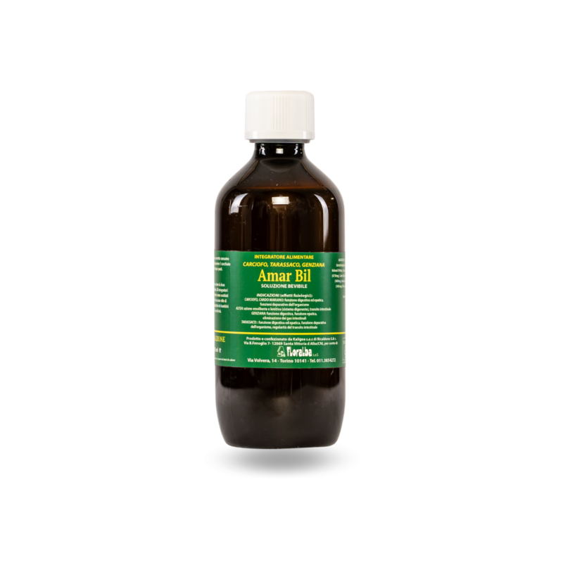Ingredienti e (tra parentesi) loro dose giornaliera: Estratti idroglicerici di: Carciofo Foglie-Cynara scolimus L. folium (8100 mg), Tarassaco radice - Taraxacum offcinale WEBER radix (6750 mg), Cardo Mariano frutti - sylibum marianum GAERTIN. fructus (5400mg), Genziana Maggiore radice - Genziana Lutea L. radix (5400mg) Altea radice-Althea officinalis L. radix (1350 mg), Conservanti: Sodio Benzoato, Potassio Sorbato Indicazioni fisiologiche (claims): CARCIOFO, CARDO MARIANO: funzione digestiva ed epatica, funzioni depurative dell'organismo. ALTEA: azione emolliente e lenitiva (sistema digerente), transito intestinale GENZIANA: funzione digestiva, funzione epatica, eliminazione dei gas intestinali TARASSACO: funzione digestiva ed epatica, funzione depurativa dell'organismo, regolarità del transito intestinale. Modo d'uso: Per un corretto consumo alimentare  è preferibile assumere 1 cucchiaio 2 volte al giorno dopo i pasto  