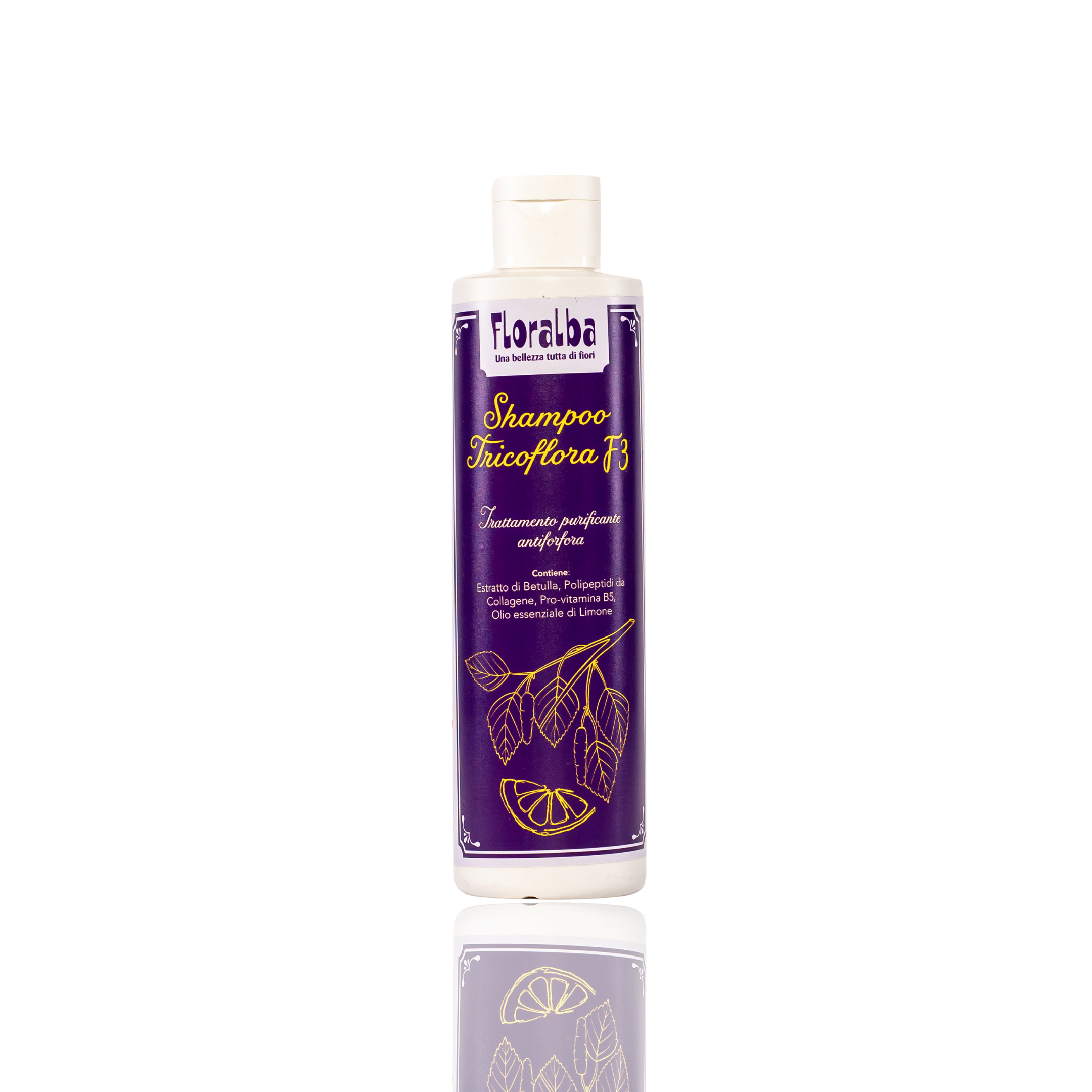 Shampoo tricoflora F3 Ingredienti: AQUA, SODIUM COCO SULFATE, GLYCERIN, COCAMIDE DEA, PEG-120 METHYL GLUCOSE DIOLEATE,HYDROLYZED COLLAGEN, HETHYLHEXYLGLYCERIN, LAURAMIDOPROPYL BETAINE, MEA - PIROCTONE OLAMINA, PANTHENOL, SODIUM PHYTATE, CITRUS MEDICA LIMONUM OIL, LIMONENE, CITRAL, LINALOOL, CI 19140, CI 16255 Indicazioni fisiologiche (claims): Trattamento purificante antiforfora Modo d'uso: Versare una dose di prodotto sui capelli bagnati. Massaggiare delicatamente la cute e sciacquare abbondantemente