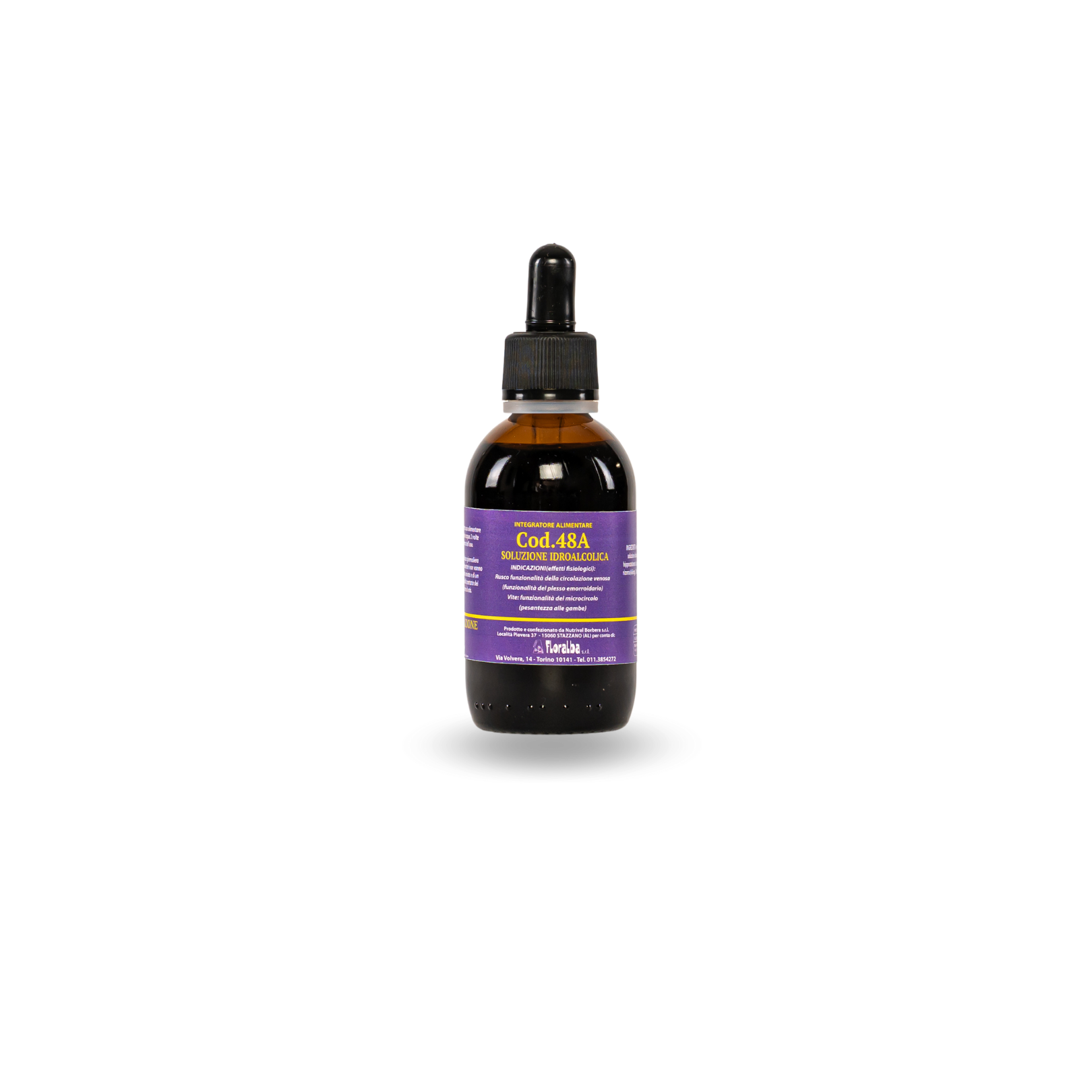 Cod 48 A Ingredienti e (tra parentesi) loro dose giornaliera: Soluzione idroalcolica di: Ippocastano - Aesculus hippocastanum L semi (666mg), Rusco-Ruscus aculeatus rizoma (666mg), Vite rossa - Vitis vinifera L.foglie(666mg) Indicazioni fisiologiche (claims): Rusco: funzionalità della circolazione venosa (funzionalità del plesso emorroidario) Vite: funzionalità del microcircolo (pesantezza alle gambe) Ippocastano:Regolarità del transito intestinale. Funzionalità del sistema digerente. Funzionalità del microcircolo. Modo d'uso: Per un corretto consumo alimentare è preferibile assumere diluire 30-50 gocce di prodotto in acqua 2 volte al giorno